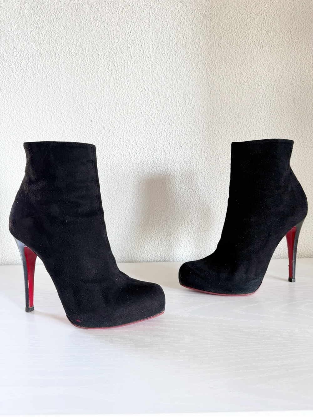 Christian Louboutin Black Suede Hidden Platform Ankle Boots EU 37